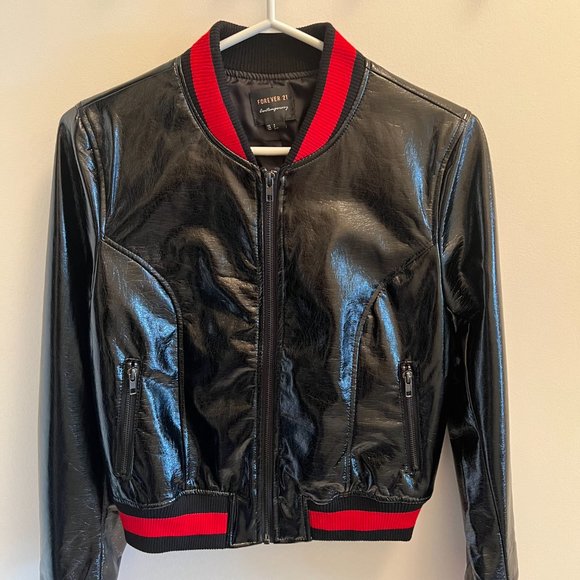 Forever 21 Black Patent Bomber Jacket - Picture 5 of 6